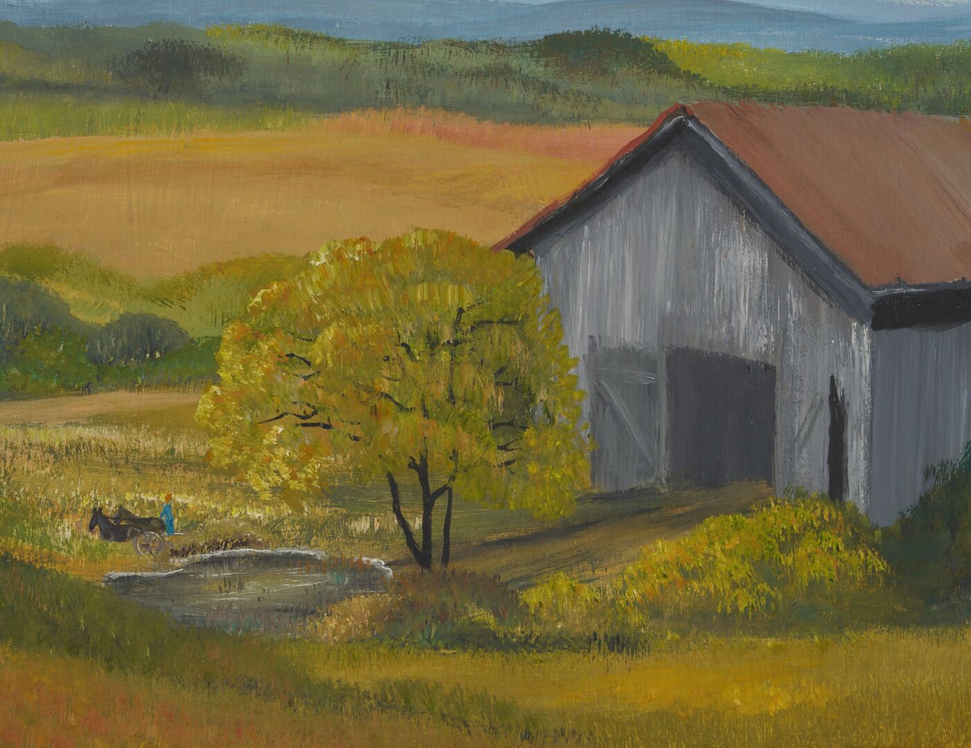 Lot 750: Helen La France Farm Scene Painting