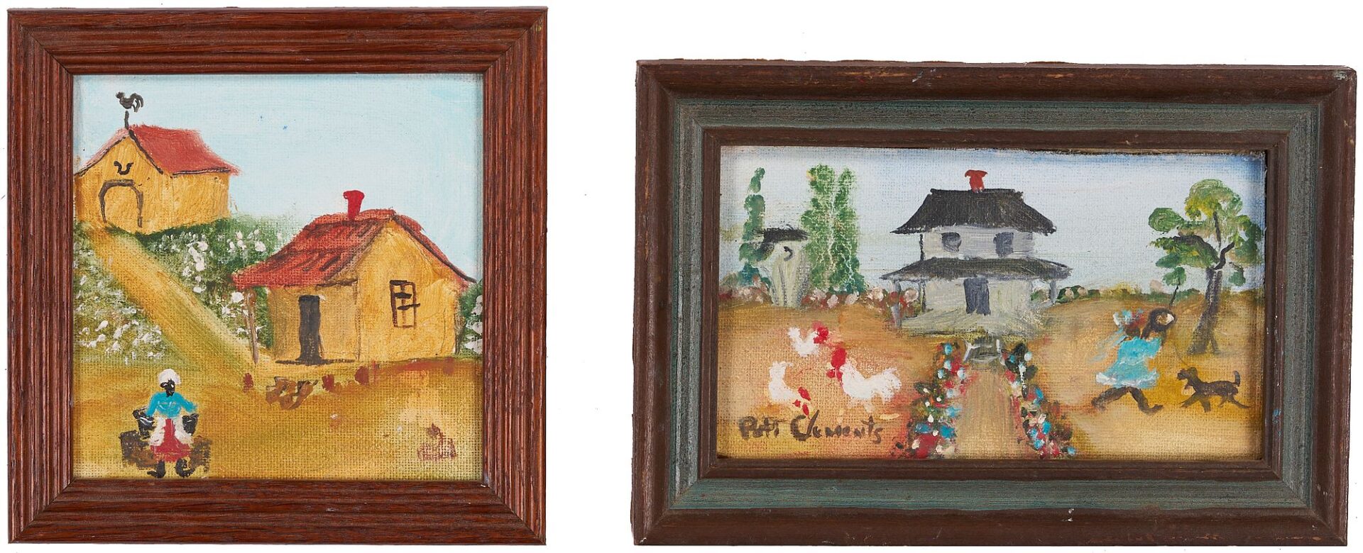 Lot 751: Pair of Peti Clements Alabama Folk Art Paintings