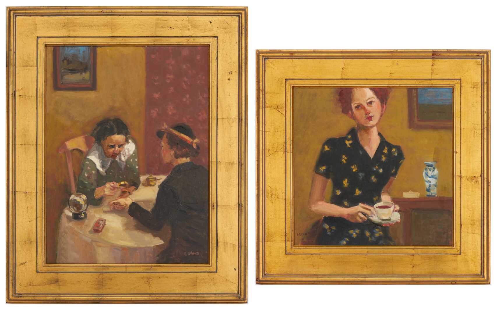 Lot 761: 2 O/B Interior Scenes, Signed B. Evans