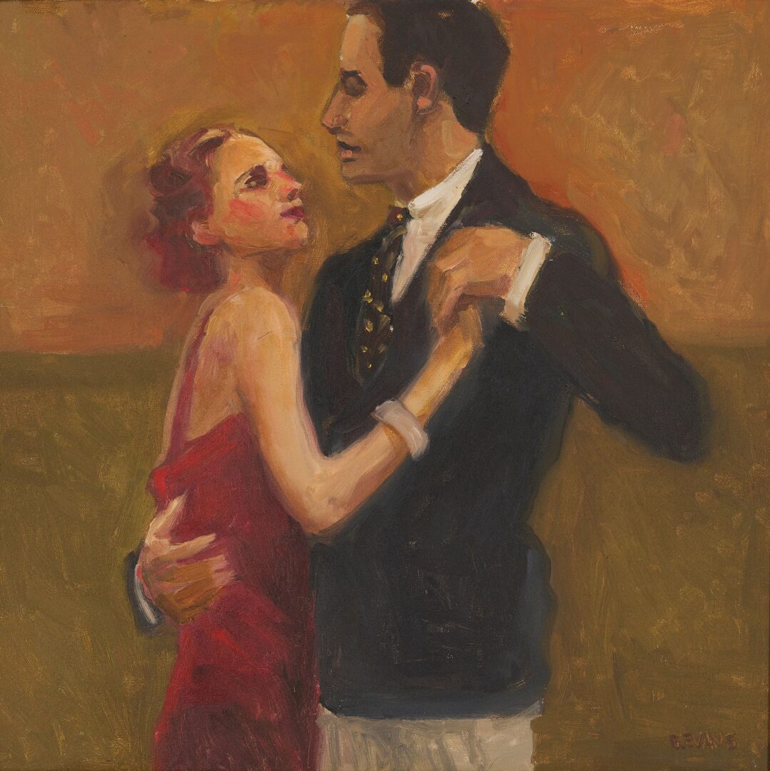 Lot 762: Pr. B. Evans O/C Paintings, Bar Scene & Dancing Couple