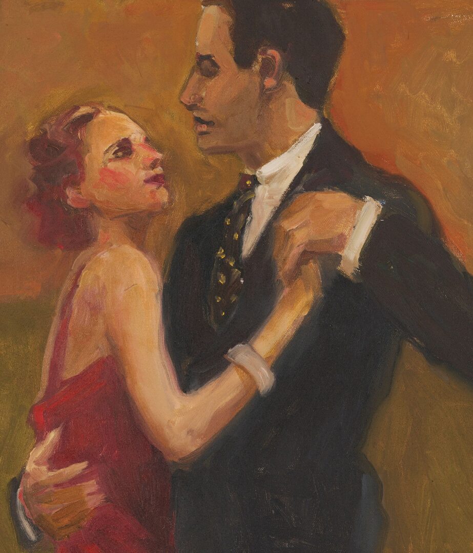 Lot 762: Pr. B. Evans O/C Paintings, Bar Scene & Dancing Couple