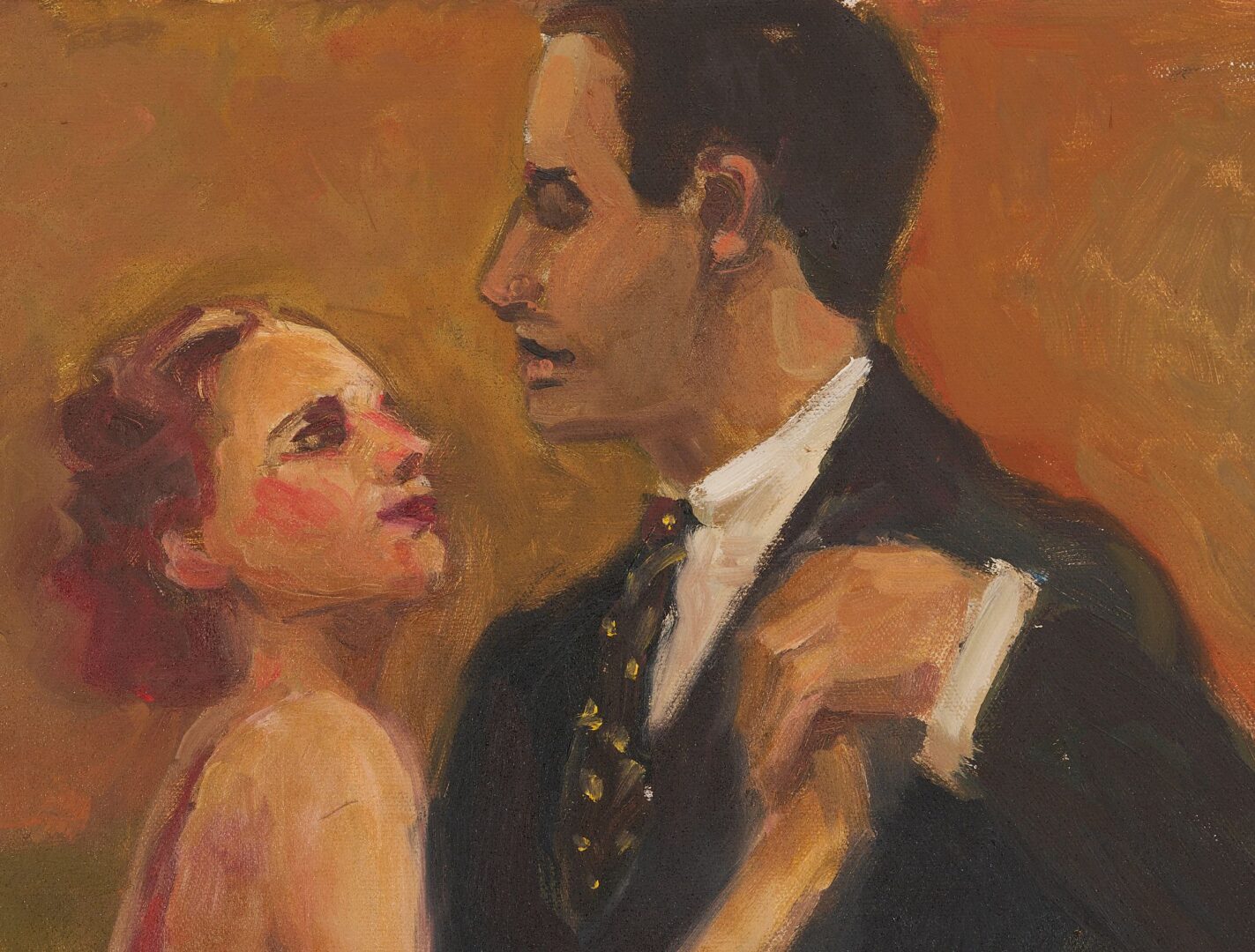Lot 762: Pr. B. Evans O/C Paintings, Bar Scene & Dancing Couple