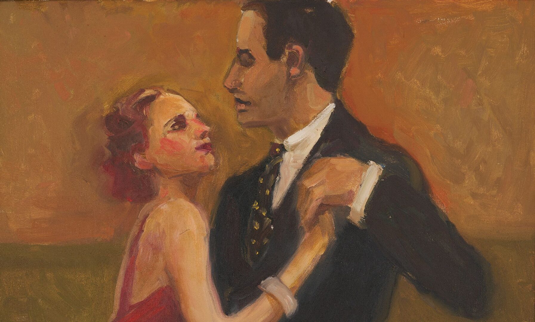 Lot 762: Pr. B. Evans O/C Paintings, Bar Scene & Dancing Couple