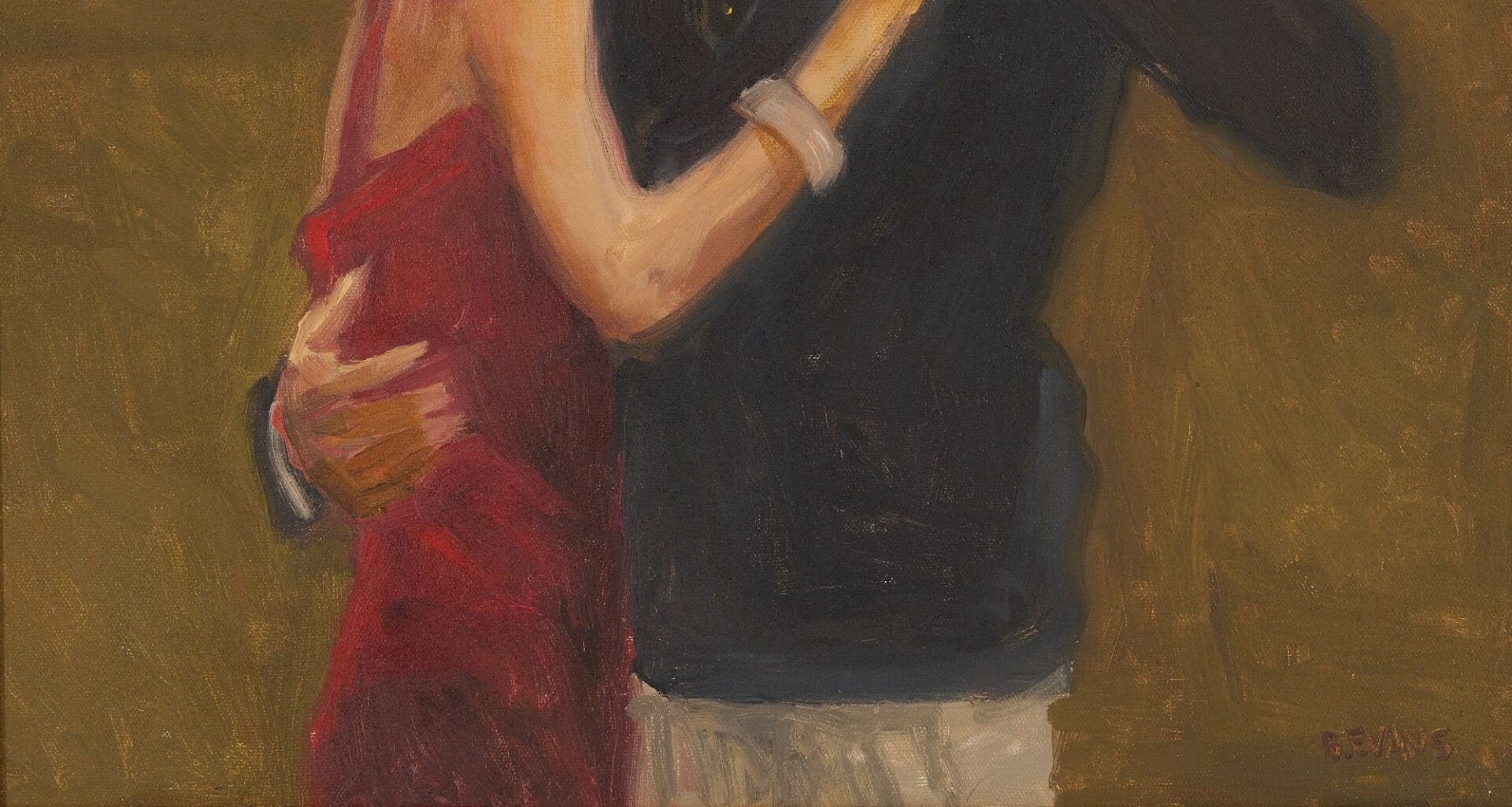 Lot 762: Pr. B. Evans O/C Paintings, Bar Scene & Dancing Couple