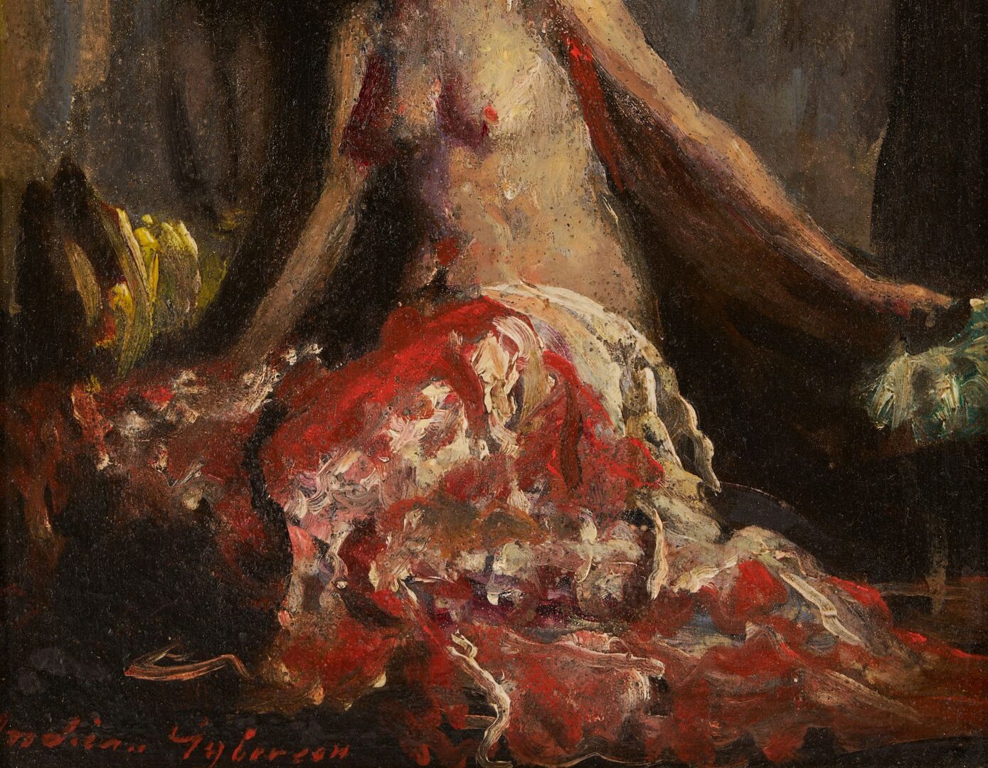 Lot 763: Indiana Gyberson O/B Painting, Nude in Interior