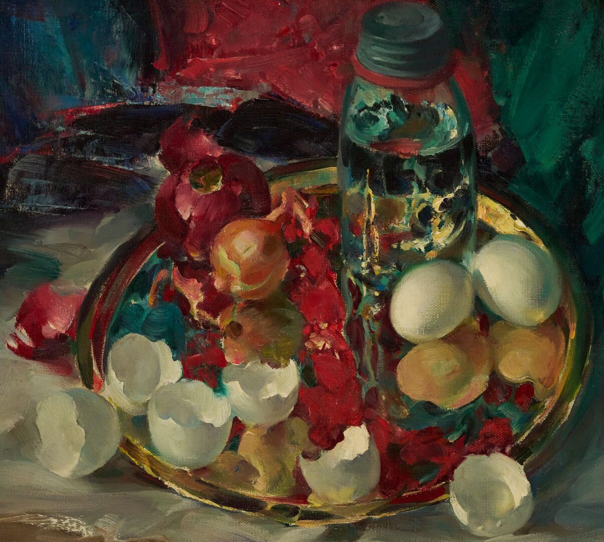 Lot 767: Arthur Meltzer O/C Still Life, Eggs & Onion Reflections