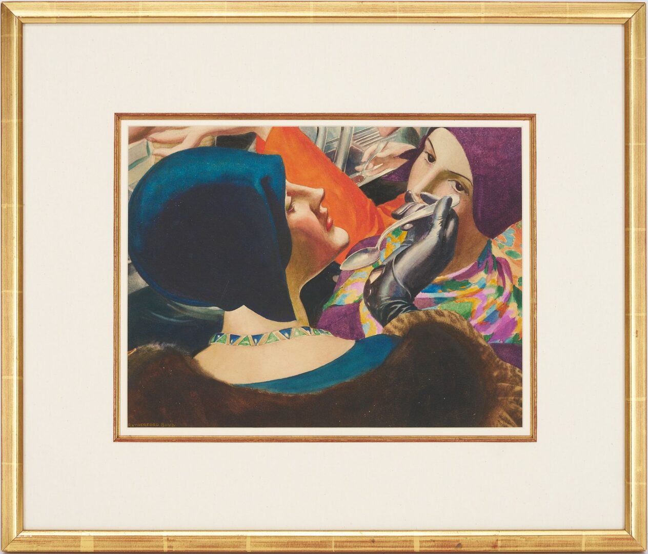 Lot 773: Rutherford Boyd Watercolor, Art Deco Ladies