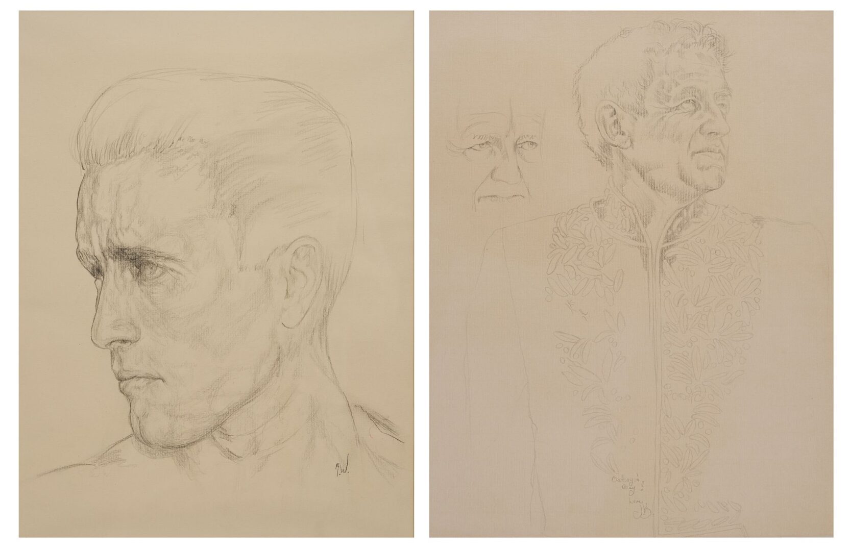 Lot 775: Portrait Drawings of Andrew Wyeth & Paull Anderson