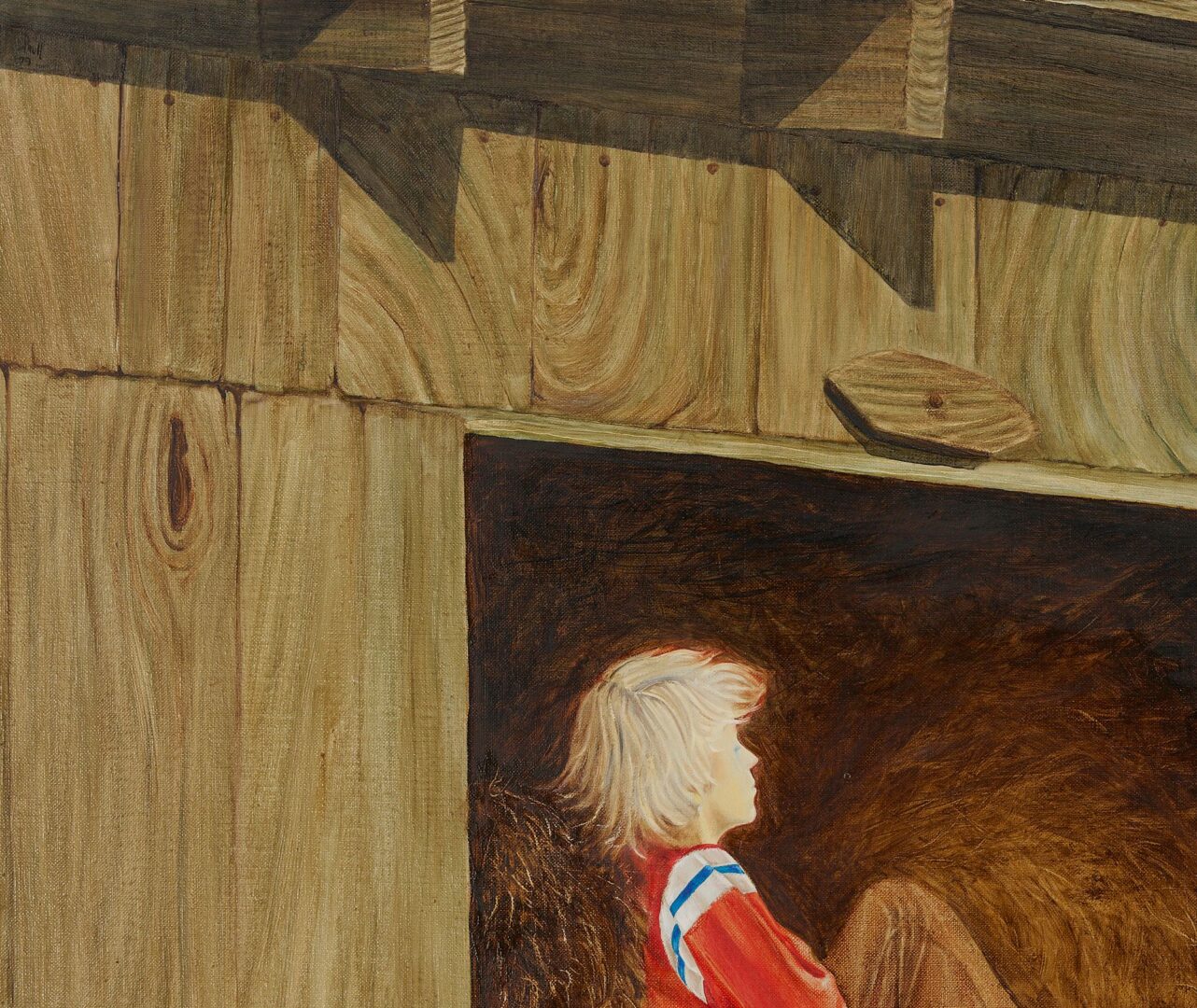 Lot 778: Paull Anderson O/C Painting, Boy in a Hayloft
