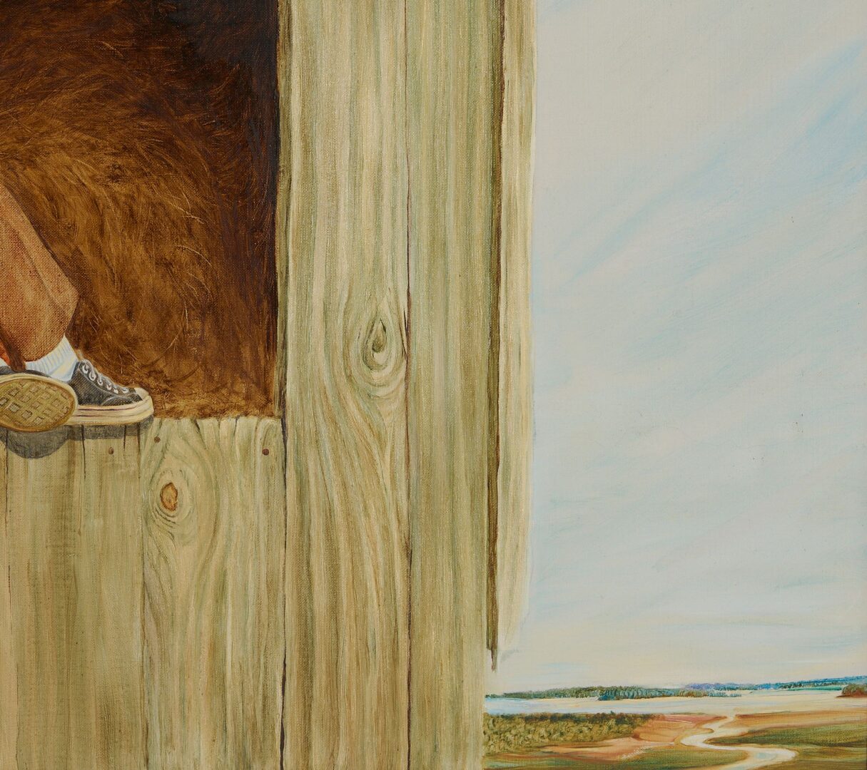 Lot 778: Paull Anderson O/C Painting, Boy in a Hayloft