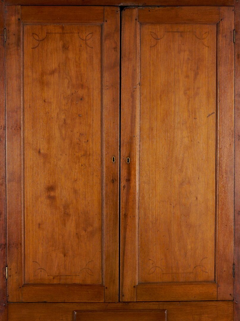 Lot 781: Southern Walnut Inlaid Corner Cupboard