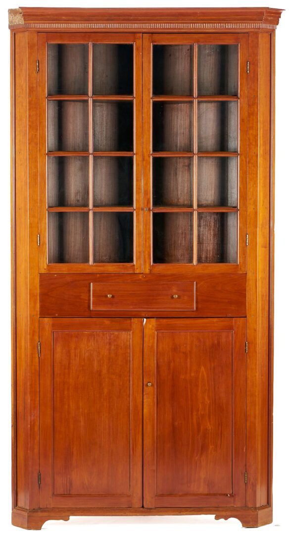 Lot 783: Middle TN 16 Pane Cherry Corner Cupboard