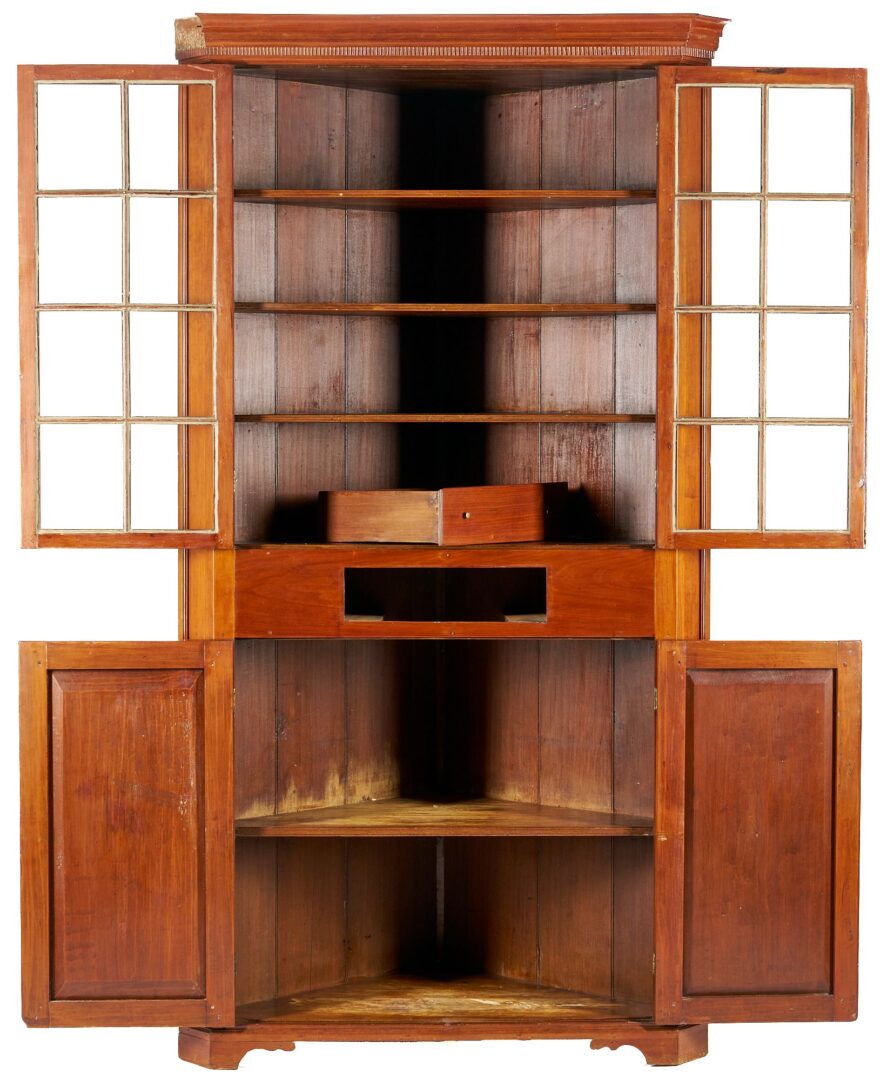 Lot 783: Middle TN 16 Pane Cherry Corner Cupboard