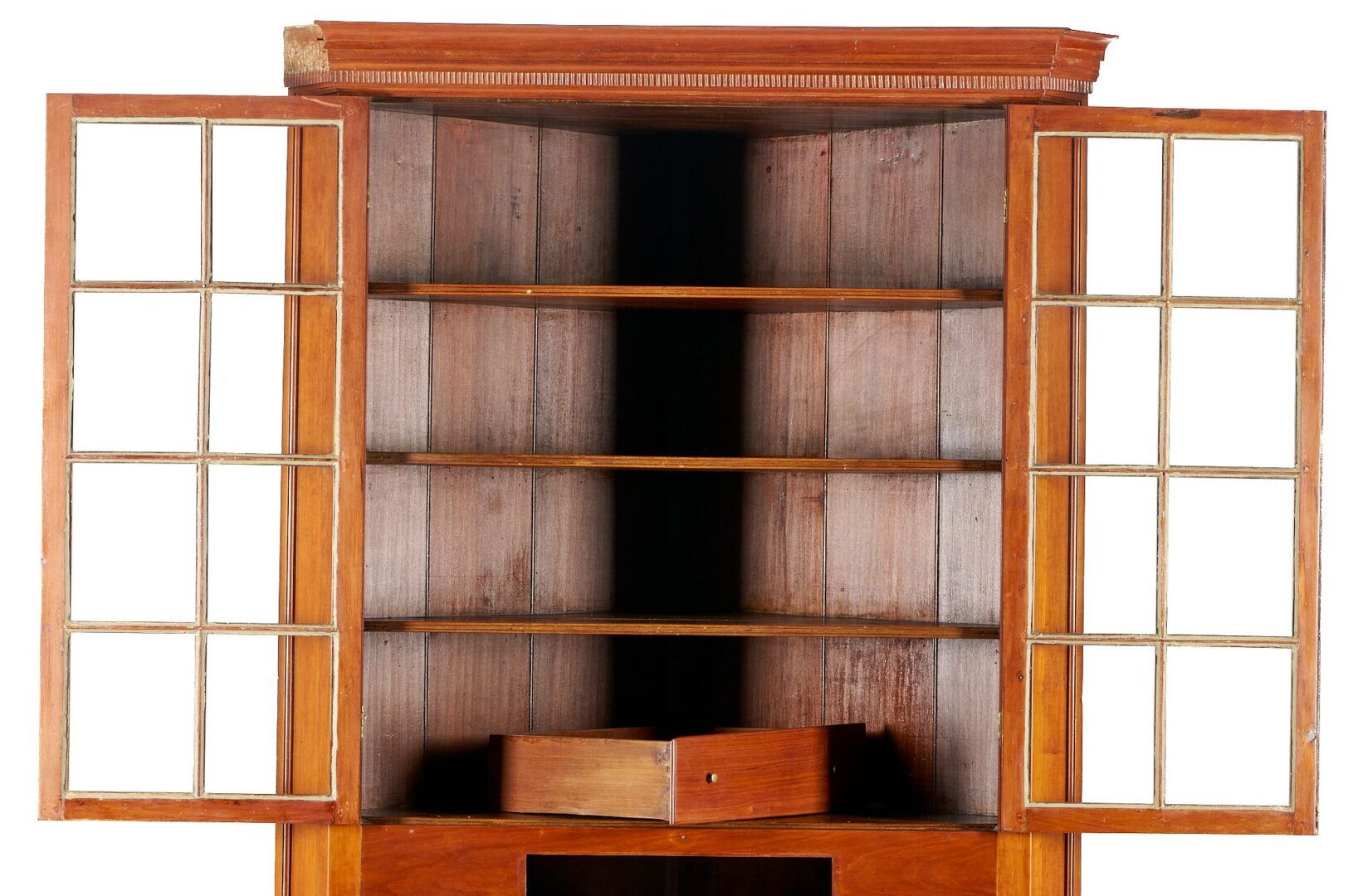 Lot 783: Middle TN 16 Pane Cherry Corner Cupboard