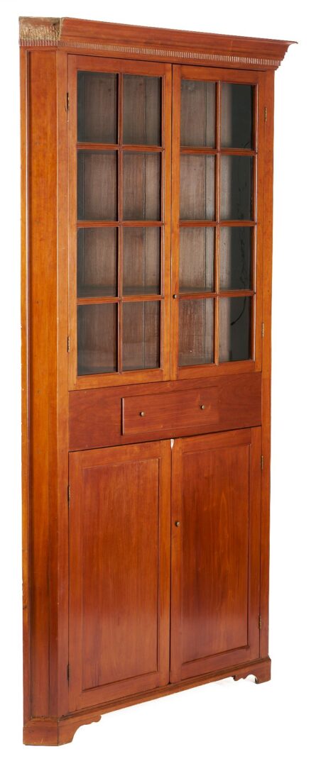 Lot 783: Middle TN 16 Pane Cherry Corner Cupboard