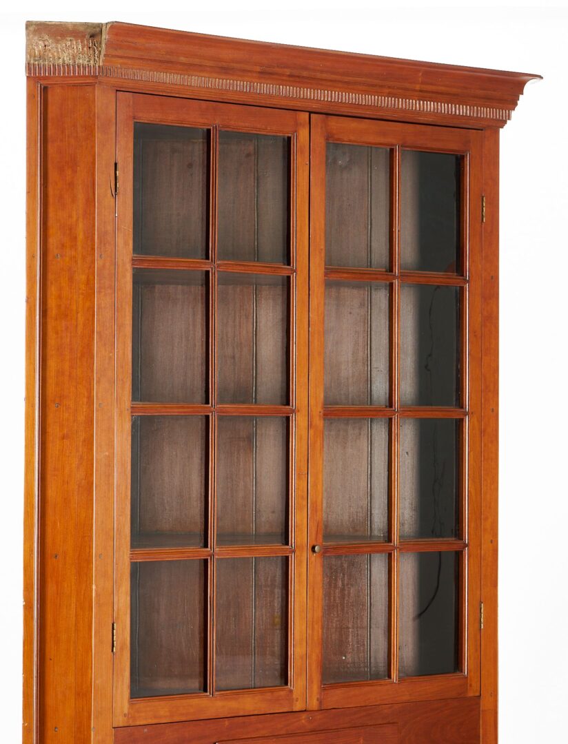 Lot 783: Middle TN 16 Pane Cherry Corner Cupboard