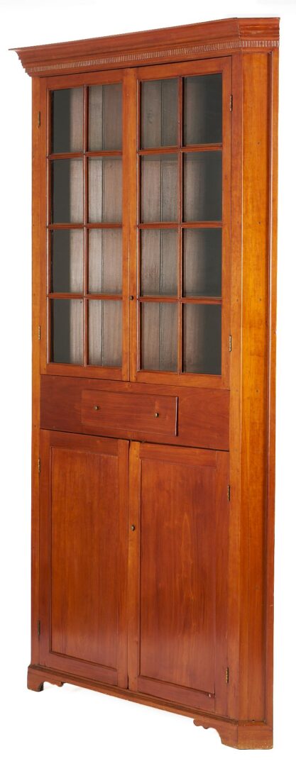 Lot 783: Middle TN 16 Pane Cherry Corner Cupboard