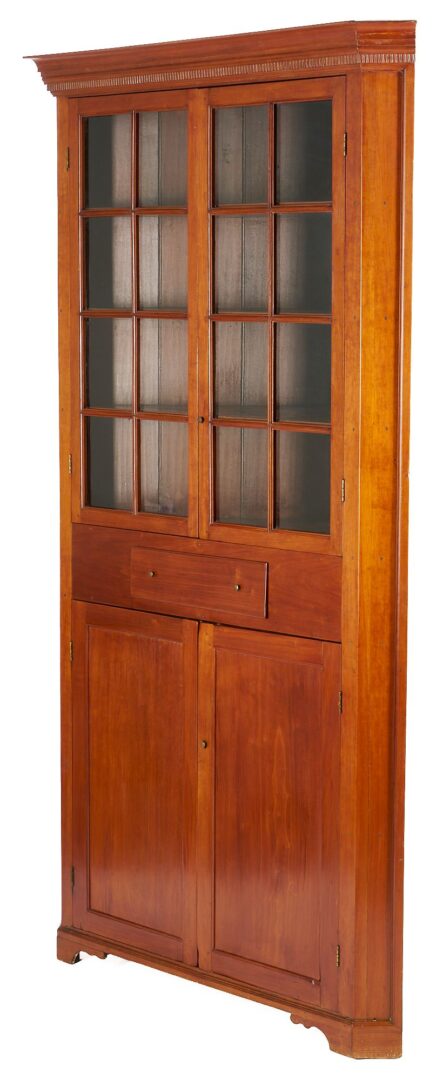 Lot 783: Middle TN 16 Pane Cherry Corner Cupboard