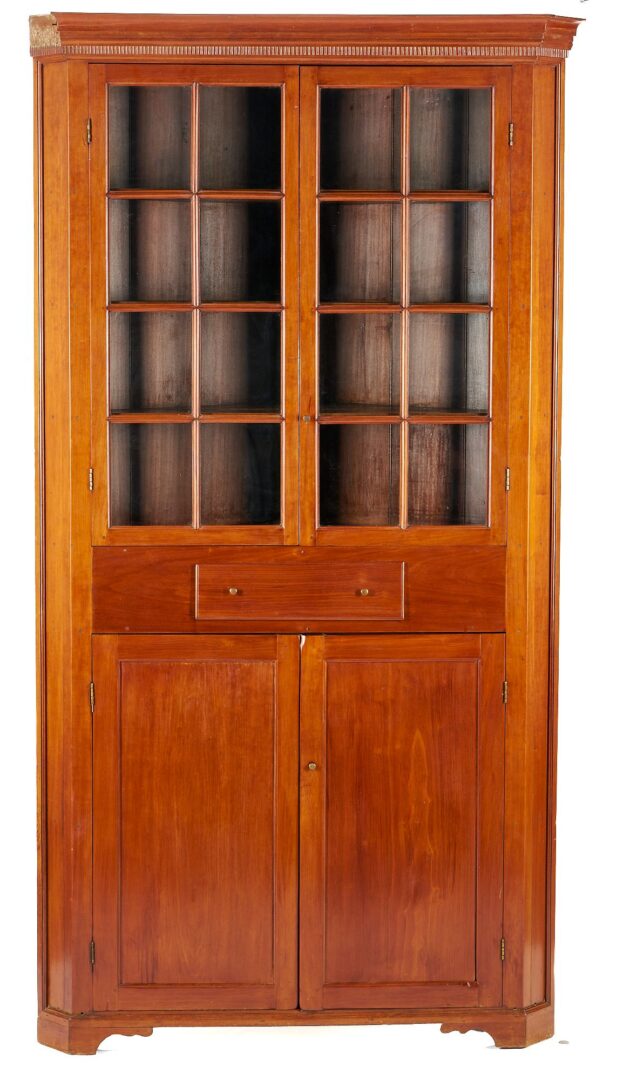 Lot 783: Middle TN 16 Pane Cherry Corner Cupboard