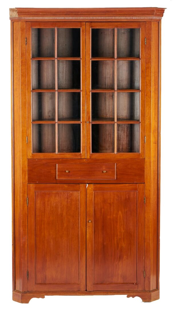 Lot 783: Middle TN 16 Pane Cherry Corner Cupboard