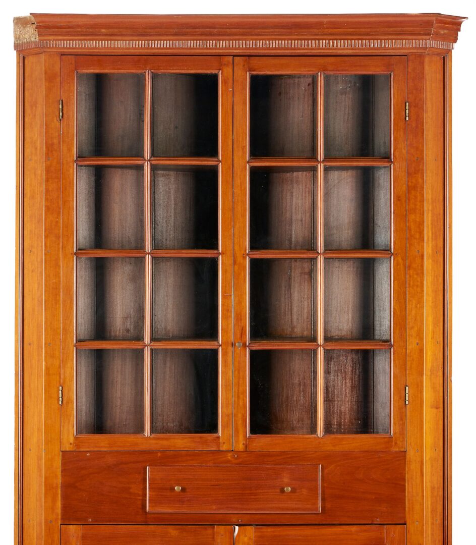 Lot 783: Middle TN 16 Pane Cherry Corner Cupboard