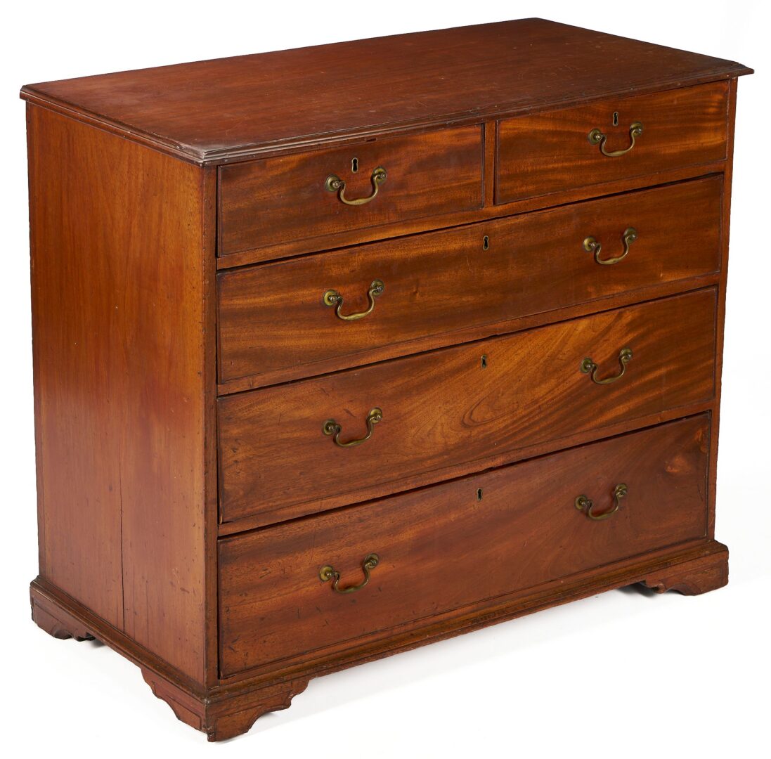 Lot 807: English Georgian Mahogany Bureau Chest