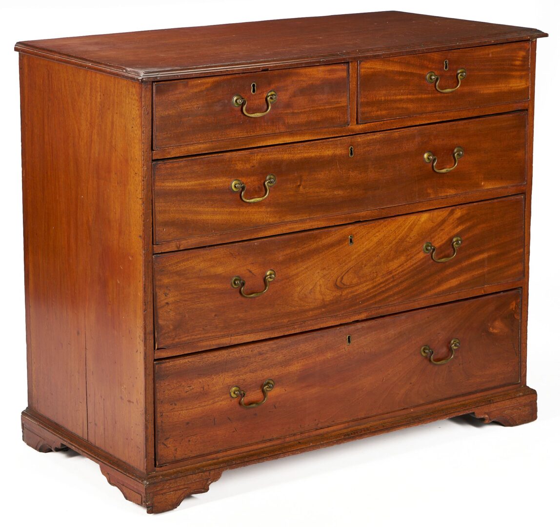 Lot 807: English Georgian Mahogany Bureau Chest