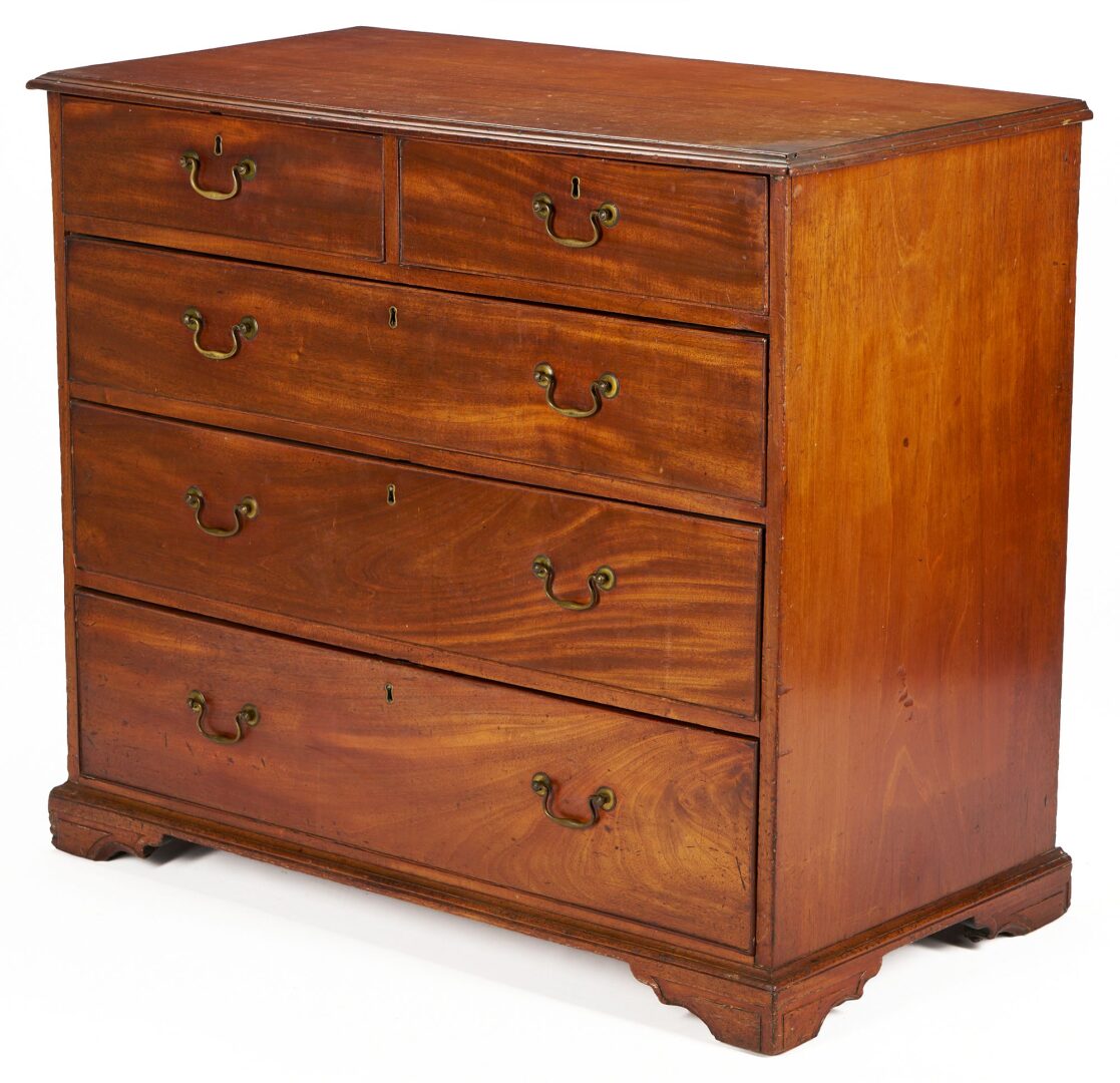 Lot 807: English Georgian Mahogany Bureau Chest