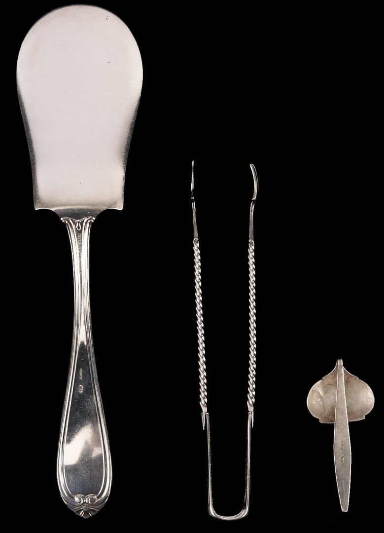 Lot 80: E. TN Hope Coin Silver Chatelaine, Pastry Server & Pickle Tongs