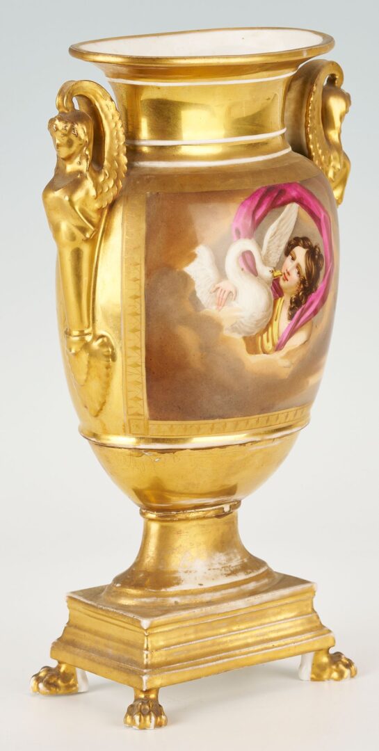 Lot 827: Continental Porcelain vase, Leda and the Swan