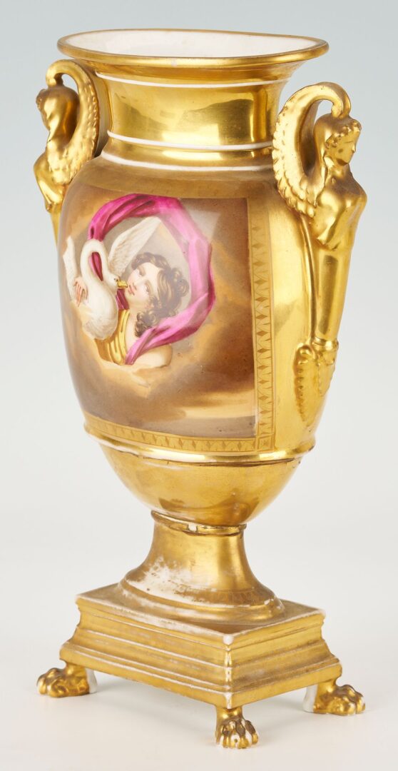 Lot 827: Continental Porcelain vase, Leda and the Swan