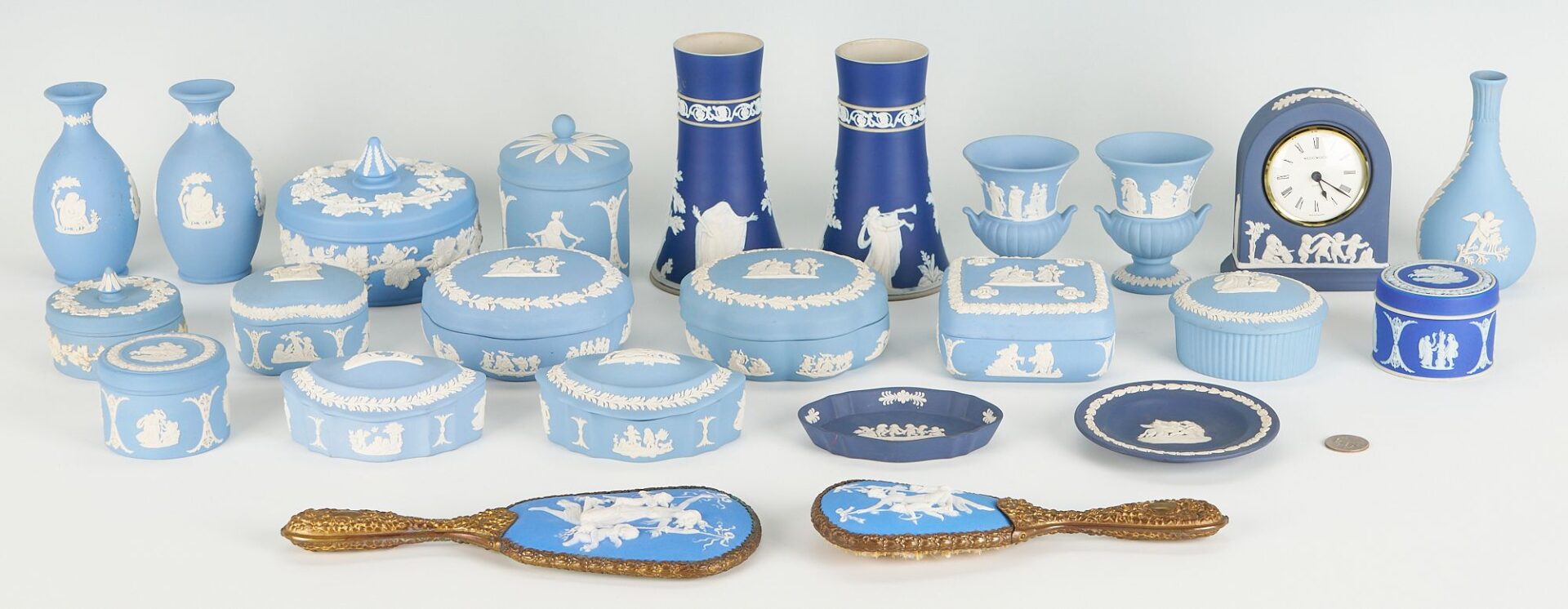 Lot 830: 24 Assorted Blue Wedgewood Jasperware Items