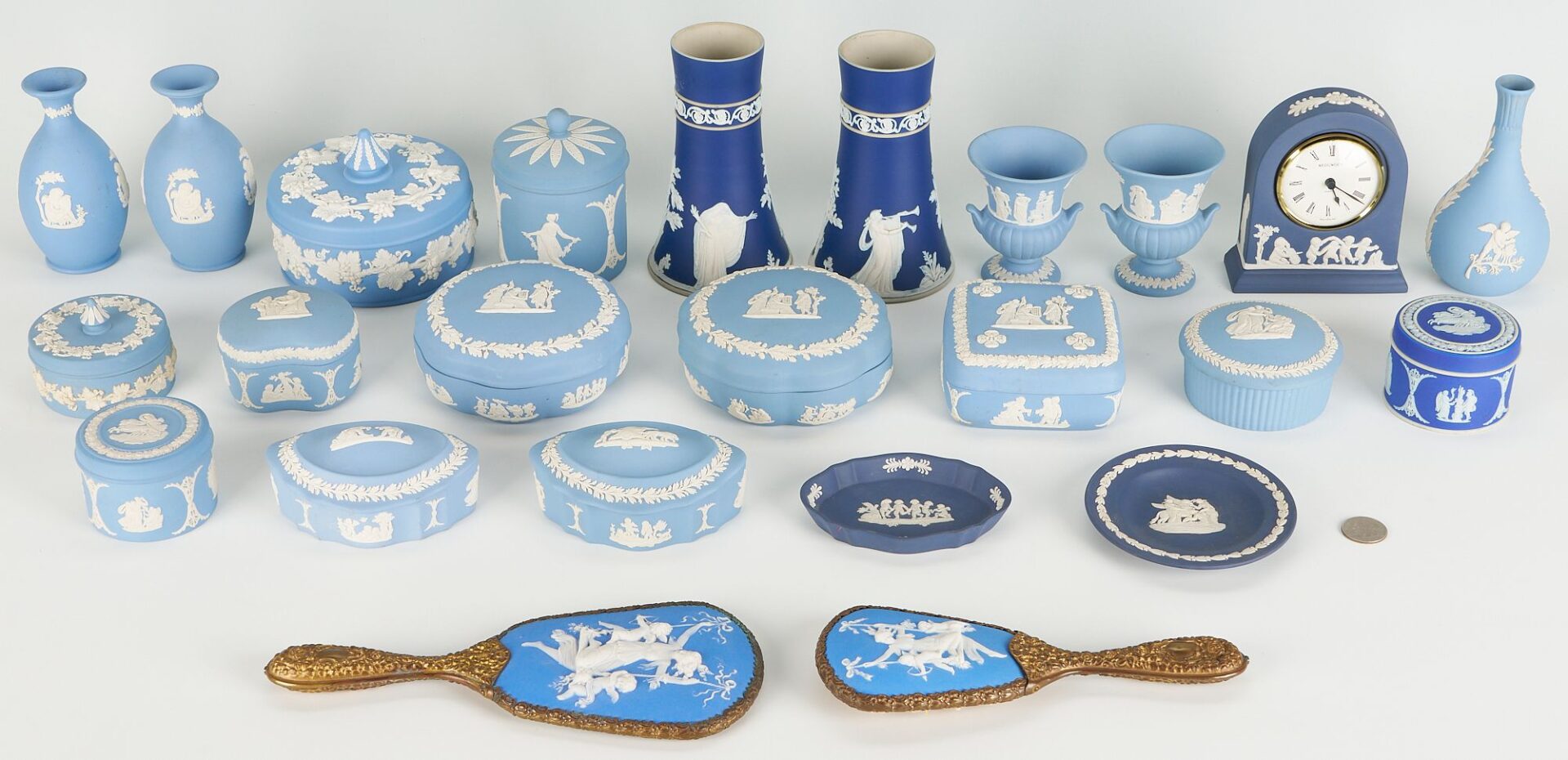 Lot 830: 24 Assorted Blue Wedgewood Jasperware Items