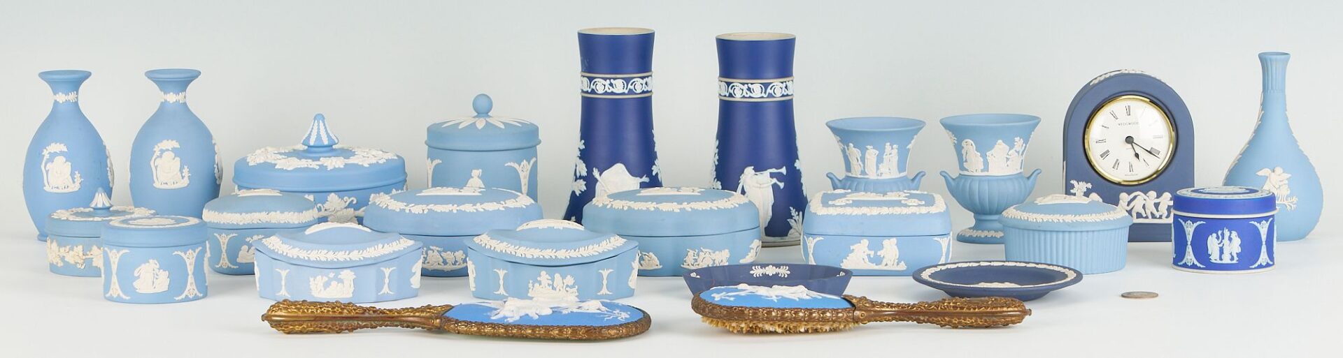 Lot 830: 24 Assorted Blue Wedgewood Jasperware Items