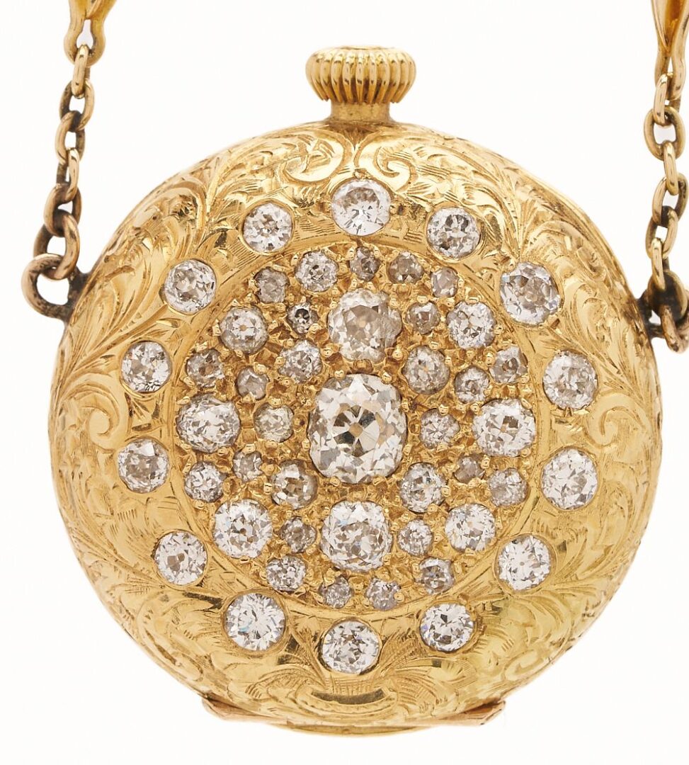Lot 835: Gold & Diamond Pocket Watch Brooch