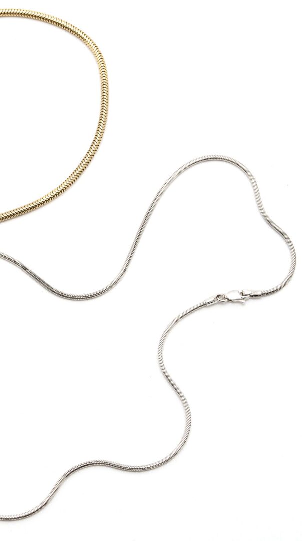 Lot 841: Two (2) 14K Gold Snake Chain Necklaces