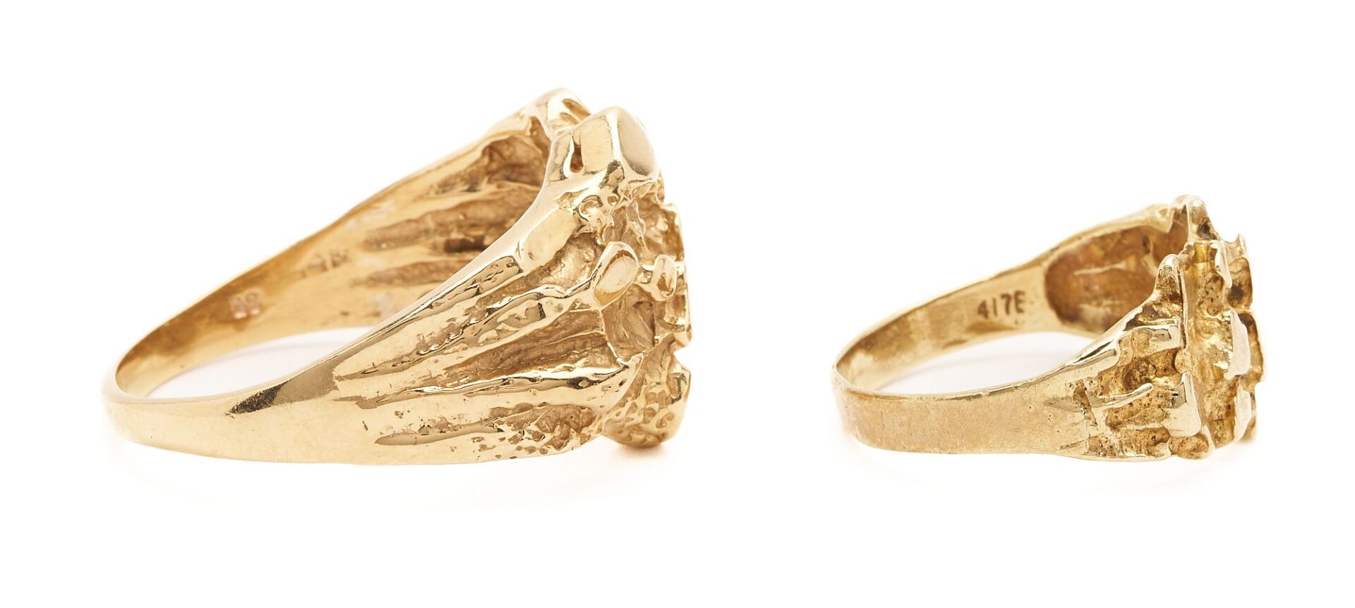 Lot 855: Two (2) Gold Nugget Rings – One 14K Gold & One 10K Gold