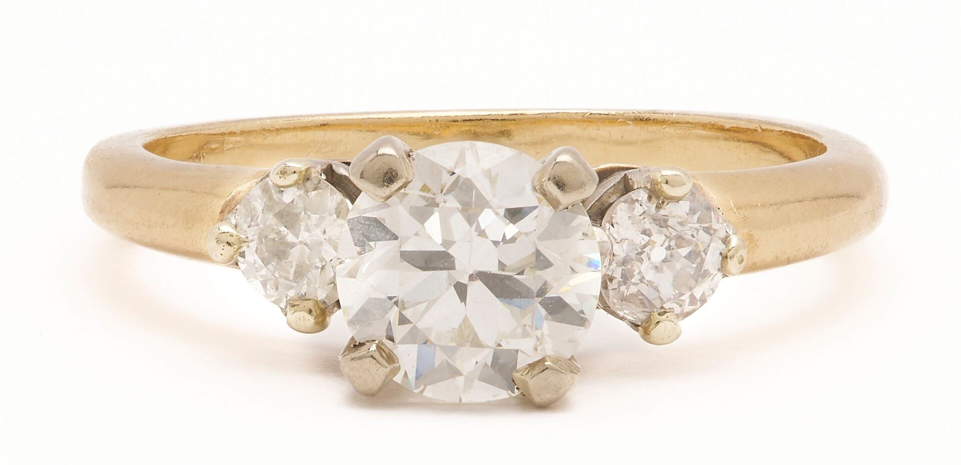 Lot 864: Ladies 14K Gold & Trinity Diamond Ring