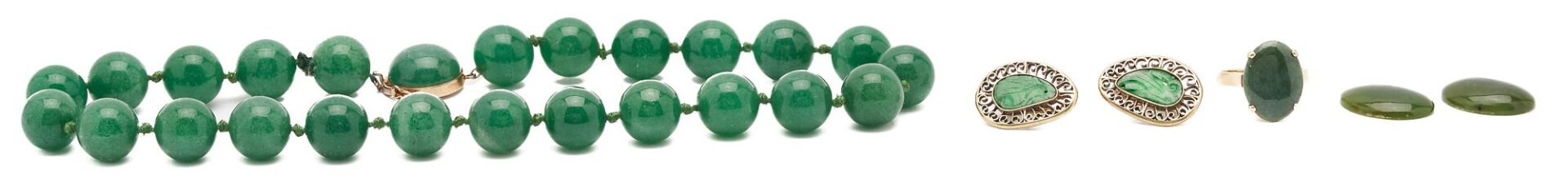 Lot 868: 6 Spinach Green Jadeite Jewelry Items