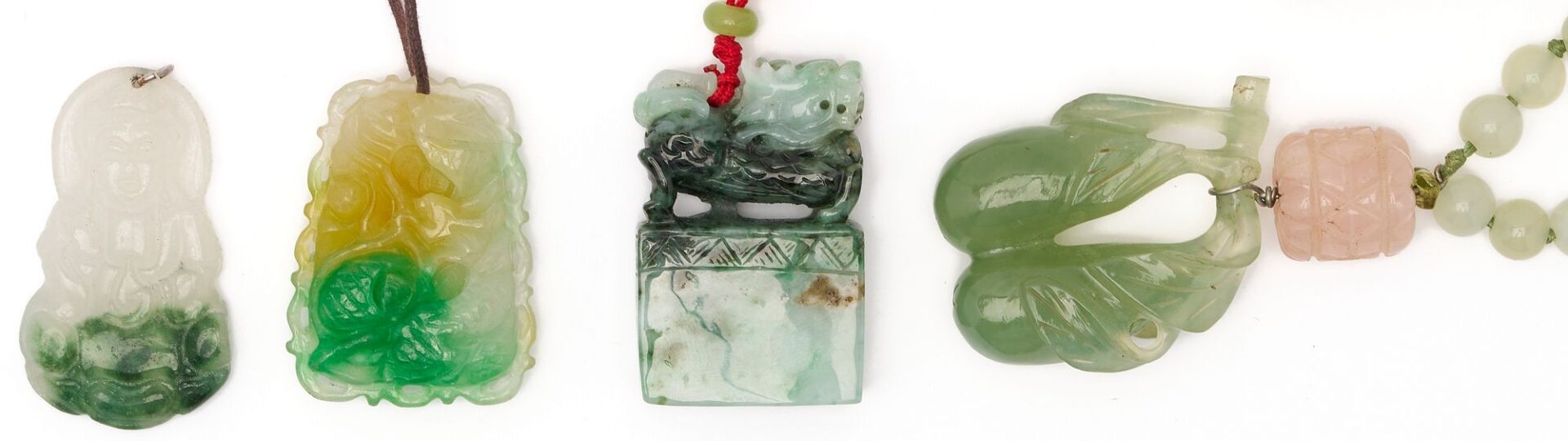 Lot 869: 4  Asian Jewelry Items, incl. Jade Pendants