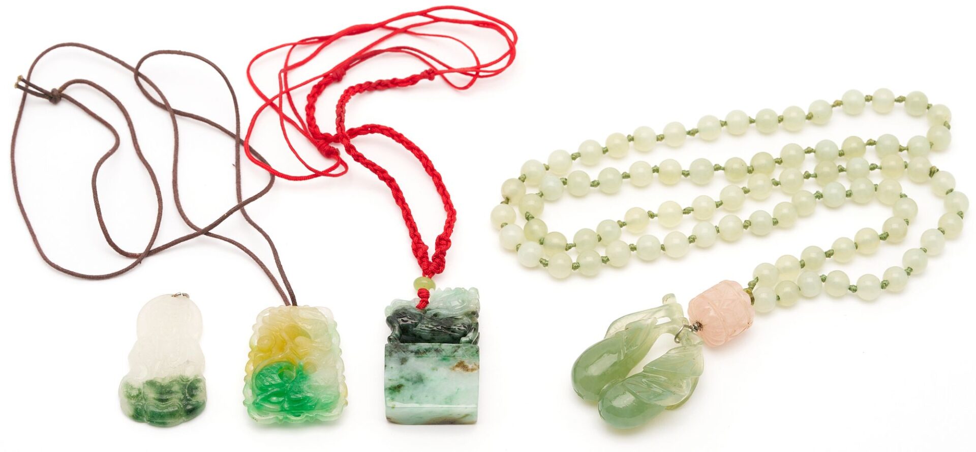 Lot 869: 4  Asian Jewelry Items, incl. Jade Pendants