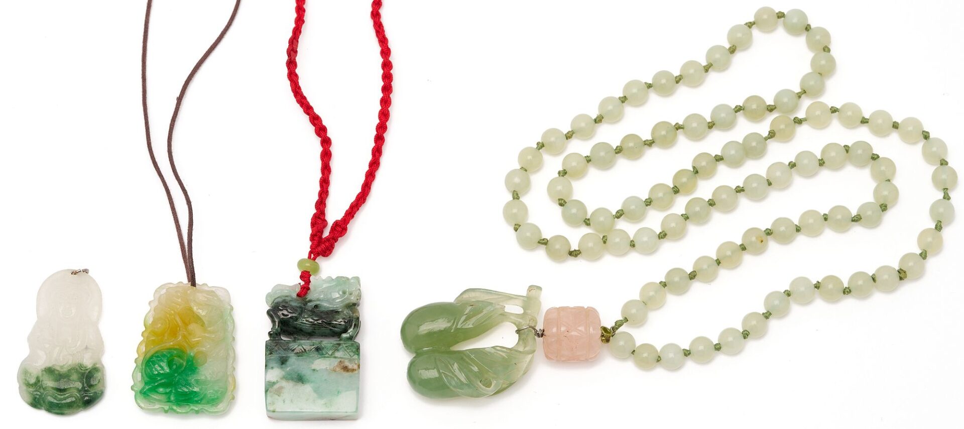 Lot 869: 4  Asian Jewelry Items, incl. Jade Pendants