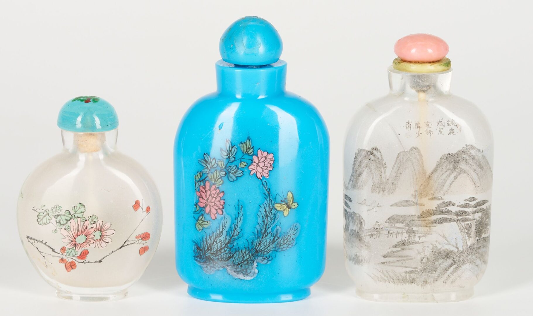 Lot 872: 3 Chinese Snuff Bottles, incl. Reverse Painted