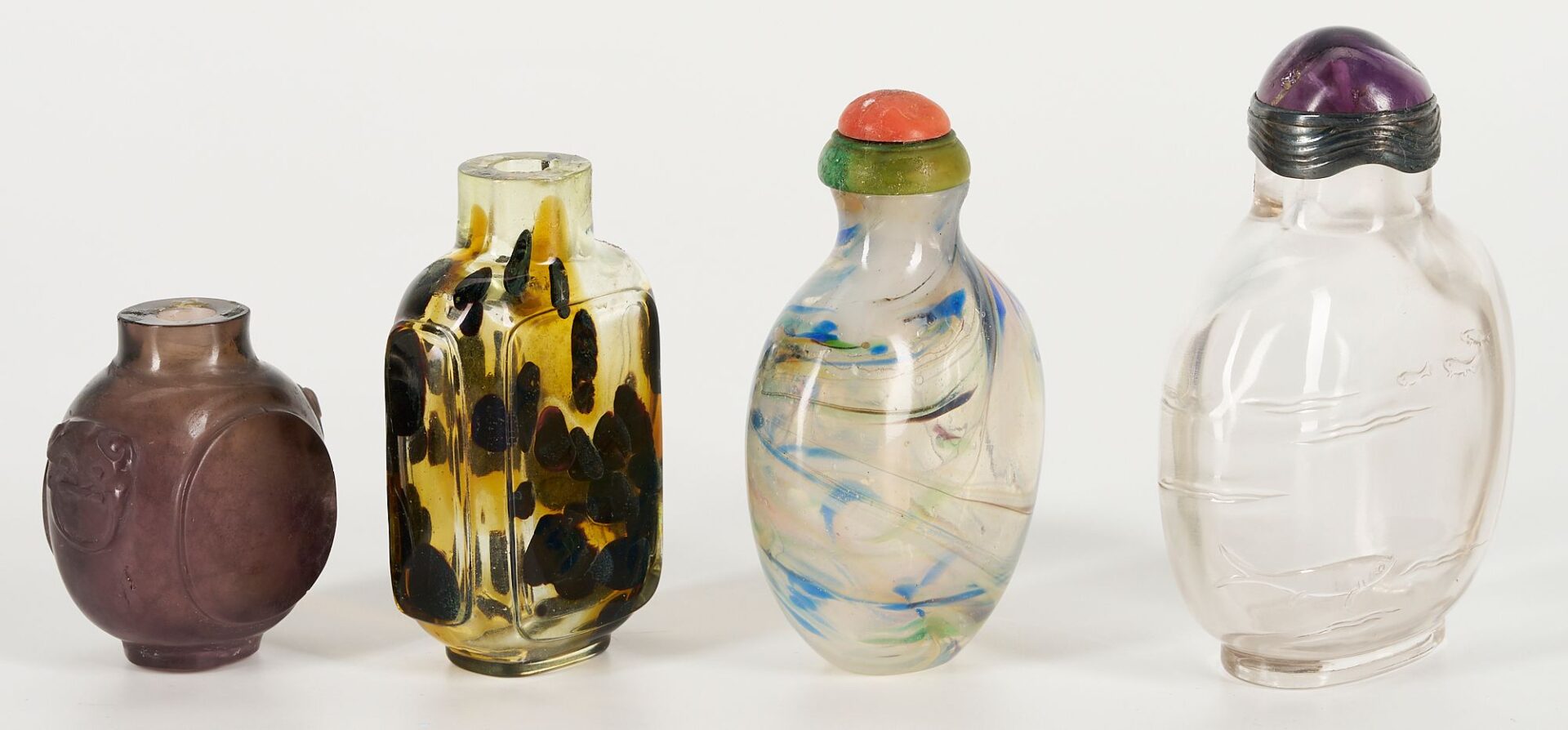 Lot 873: 4 Chinese Snuff Bottles, incl. Rock Crystal