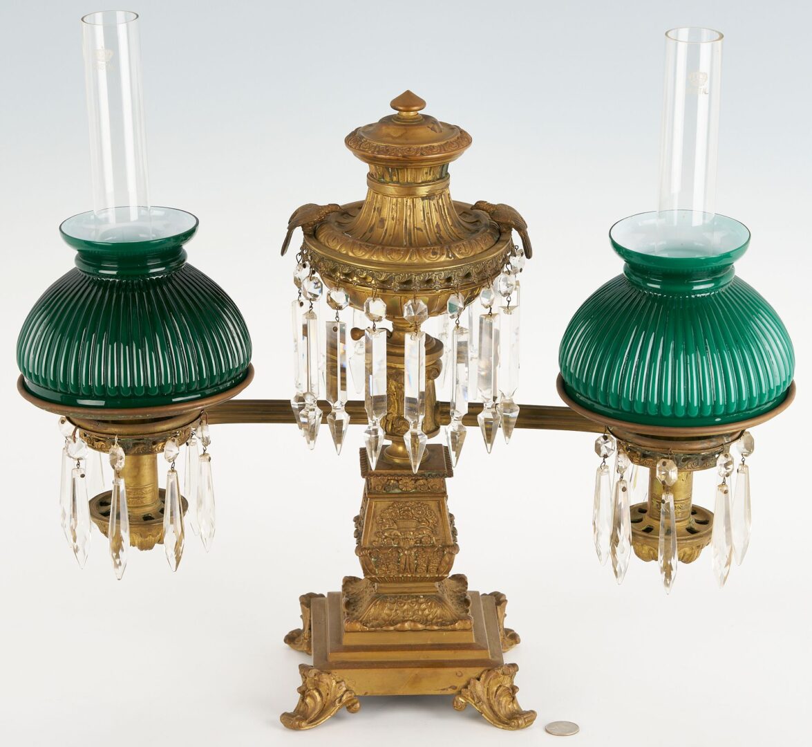 Lot 87: Baldwin Gardiner Brass Argand Lamp, SC History