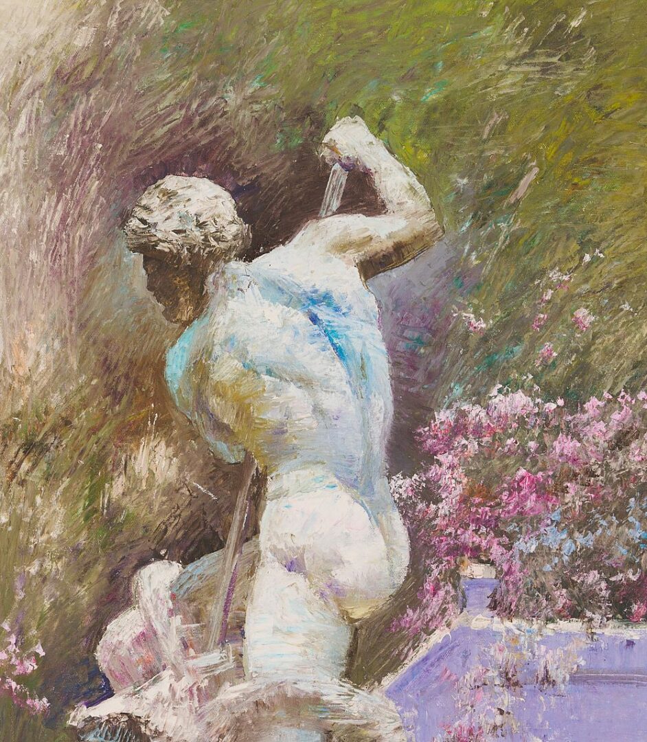 Lot 896: Oil on Canvas Impressionist Fountain Scene