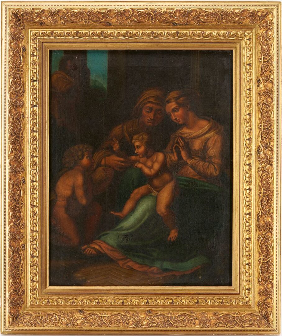 Lot 899: The Holy Family Interior Scene Painting, after Raphael