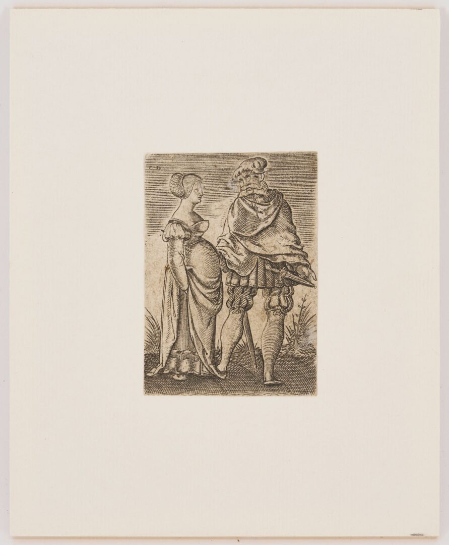 Lot 901: 2 Cornelis Bos Engravings, Dancing Couples