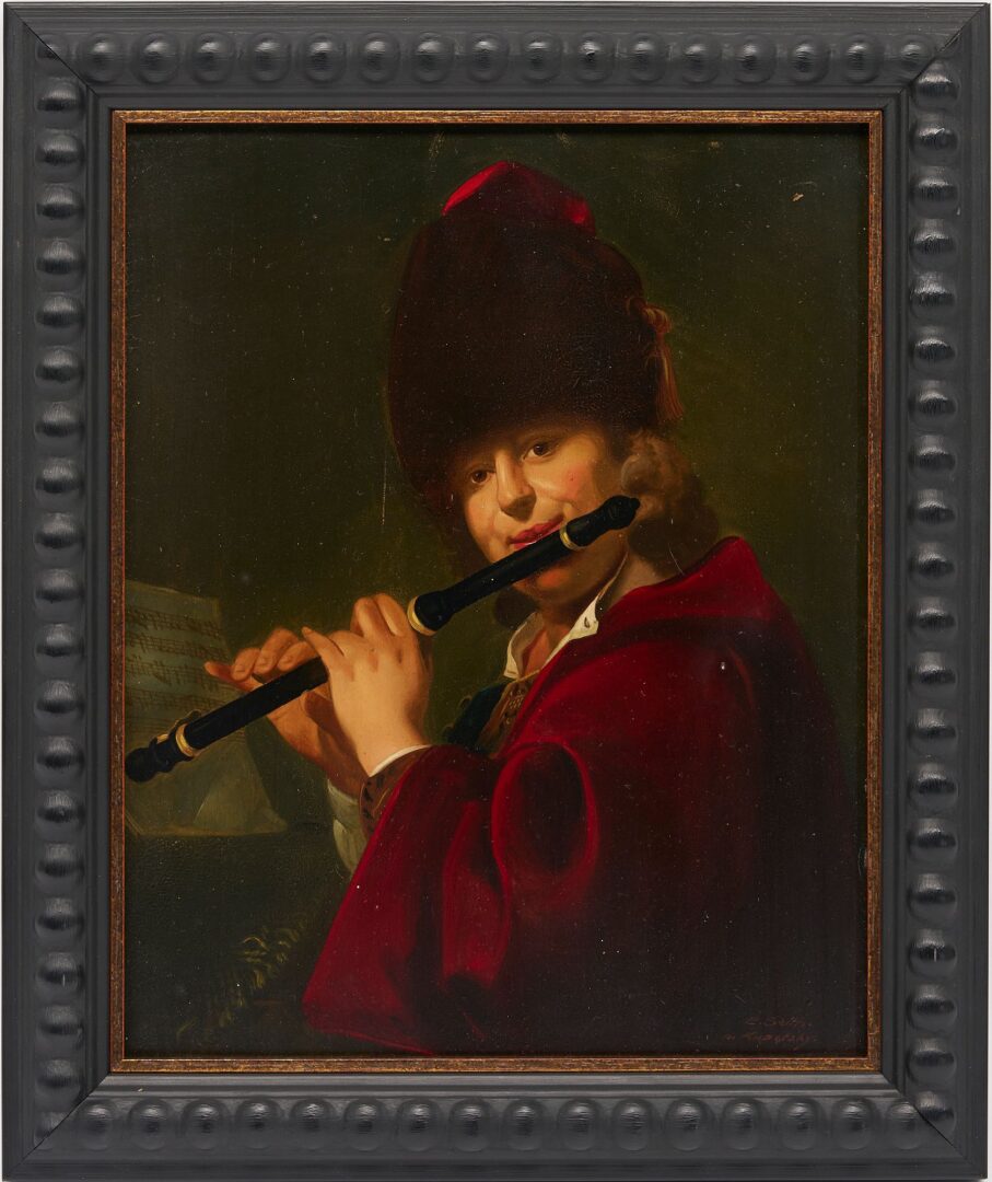Lot 903: After J. Kupetsky, Oil on Panel, Flute Player
