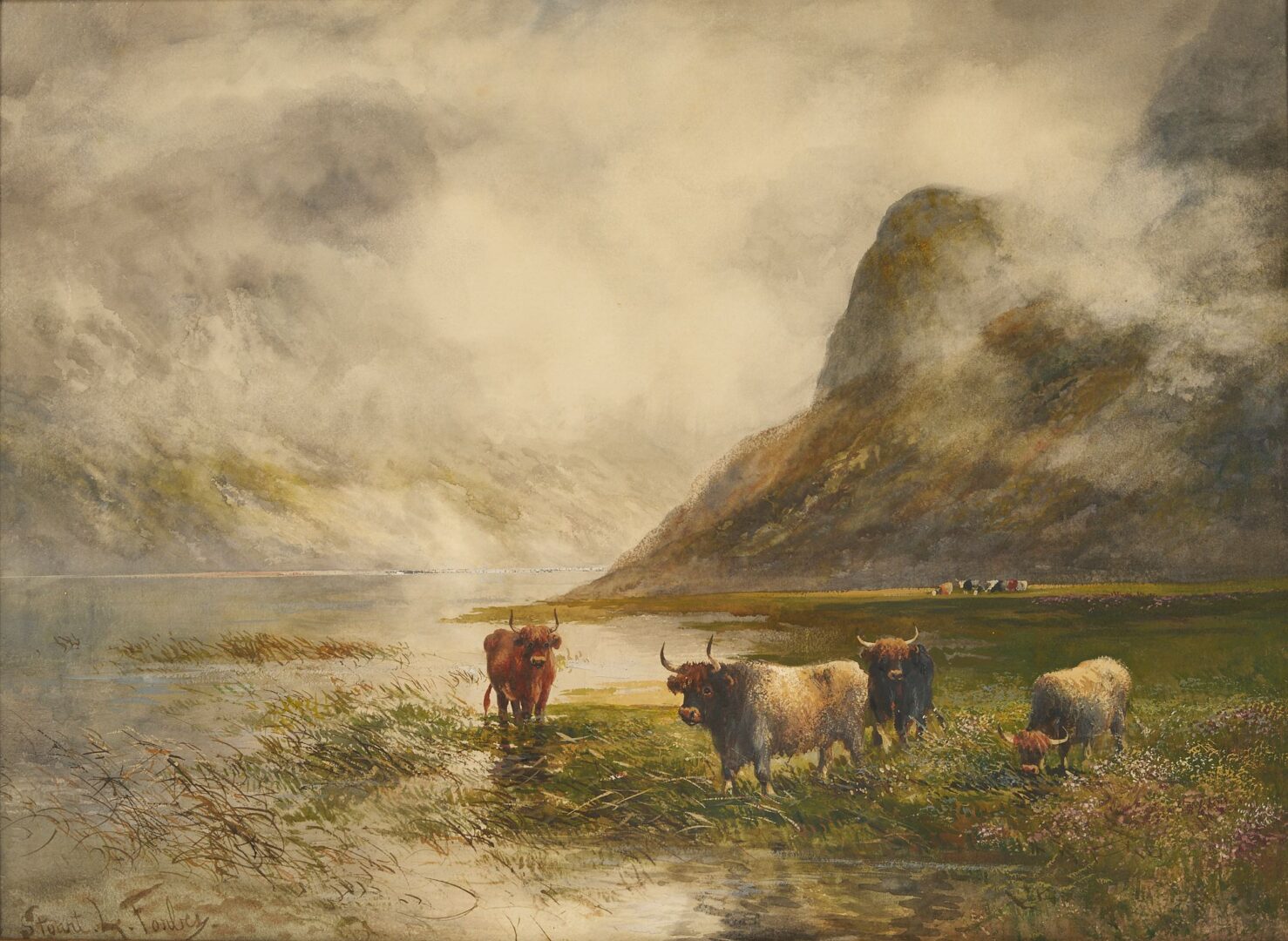 Lot 904: Stuart Forbes Cattle Painting